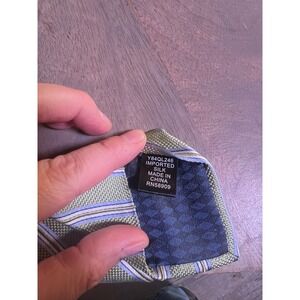 Class Club Boys Zipper Tie 100% Silk Striped‎ Green One Size